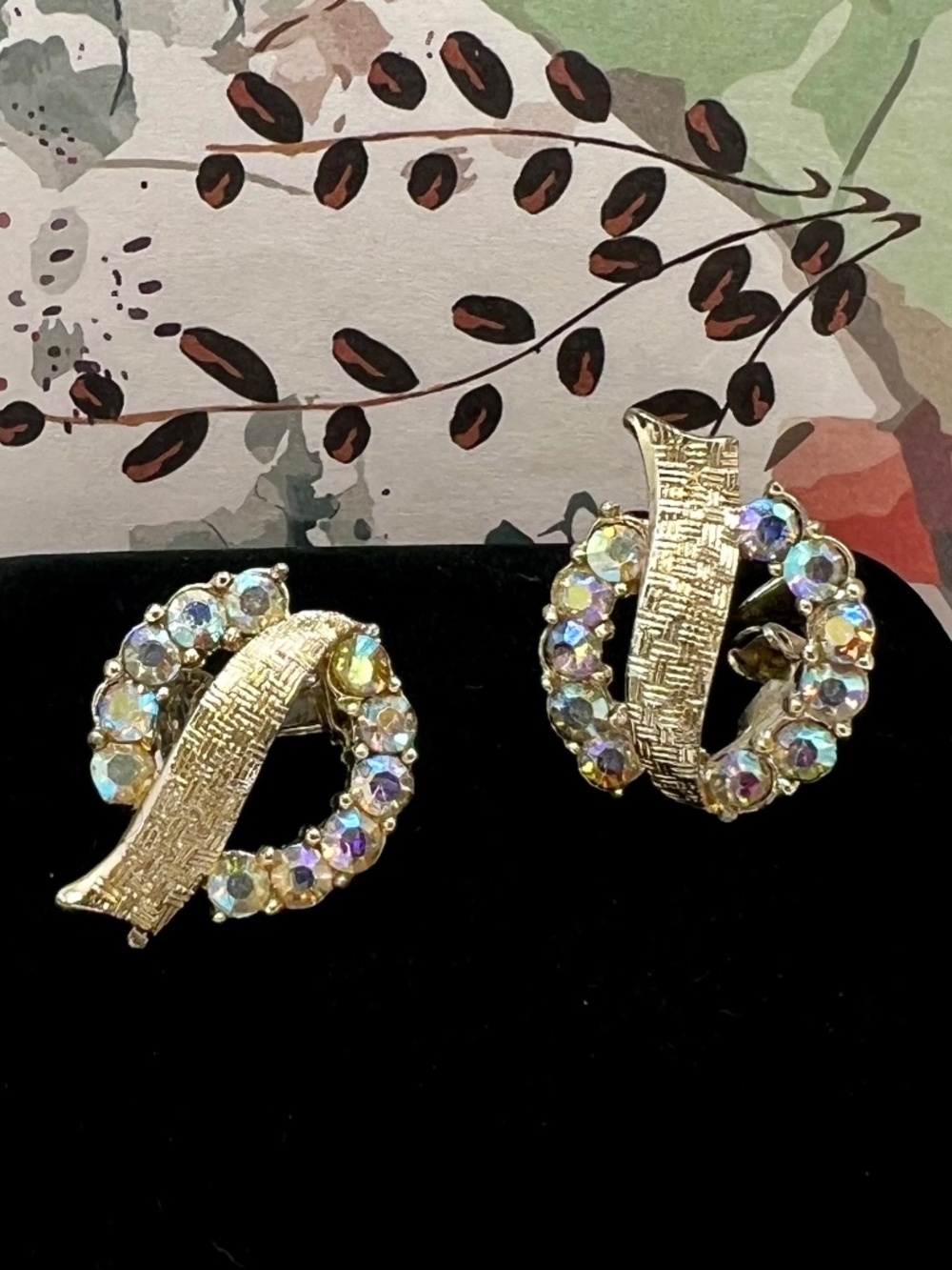 Coro AB Wreath CLIP Earrings